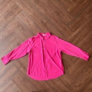 Vince Camuto Silk Button Down Blouse Pink Sz XL